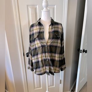 Old Navy Boyfriend Flannel Plaid Shirt size L